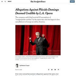 Allegations Against Plácido Domingo Deemed Credible by L.A. Opera
