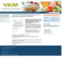 VKM_NO 18/10/16 Comments to the EFSA draft guidance document on allergenicity assessment of GM-Plants