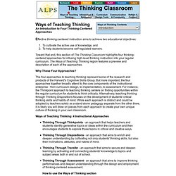 The Thinking Classroom: Ways of Thinking