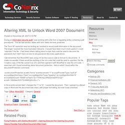Altering XML to Unlock Word 2007 Document