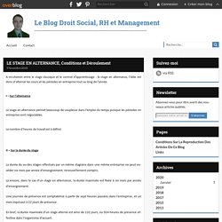 LE STAGE EN ALTERNANCE, Conditions et Déroulement - Le Blog Droit Social, RH et Management