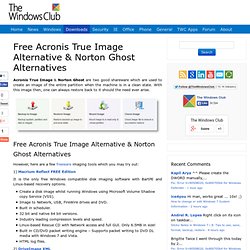 Acronis True Image Alternatives & Norton Ghost Alternatives FREE