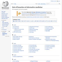 List of branches of alternative medicine