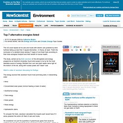 Top 7 alternative energies listed - environment - 14 January 2009