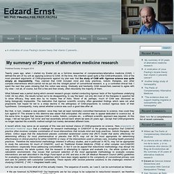 My summary of 20 years of alternative medicine research