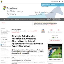 FRONT. VET. SCI. 29/11/19 Strategic Priorities for Research on Antibiotic Alternatives in Animal Agriculture—Results From an Expert Workshop (Etats-Unis)