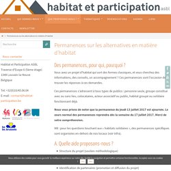 Permanences sur les alternatives en matière d’habitat – Habitat et Participation