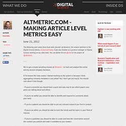Altmetric.com - making article level metrics easy