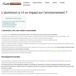 Doc. 6 : L'aluminium a t-il un impact sur l'environnement ? 100% recyclé ?