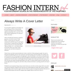 Always Write A Cover Letter