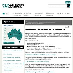 Activities for people with dementia