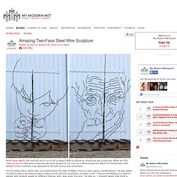 New Two-Face Steel Wire Sculpture by Gavin Worth