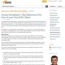 Amazon CloudSearch - Start Searching in One Hour for Less Than $100 / Month