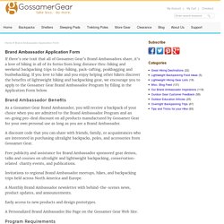 Brand Ambassador Application Form - Gossamer Gear