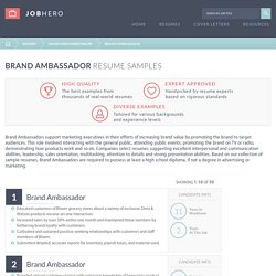 Brand Ambassador Resume Samples