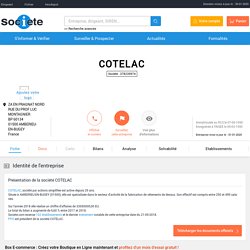 COTELAC (AMBERIEU-EN-BUGEY) Chiffre d'affaires, résultat, bilans sur SOCIETE.COM - 378239974
