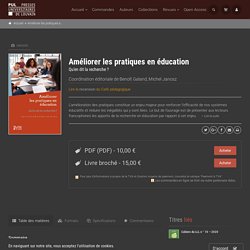 Améliorer les pratiques en éducation - Presses universitaires de