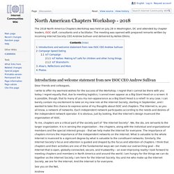 North American Chapters Workshop - 2018 - Internet Community Wiki