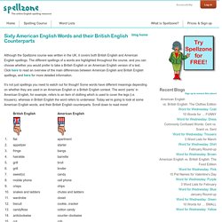 Sixty American English Words and their British English Counterparts