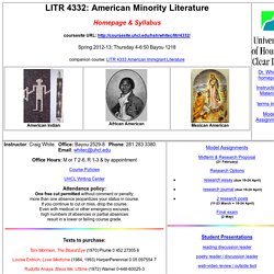 Welcome to LITR 4332: American Minority Literature at the University of Houston-Clear Lake