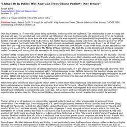"Living Life in Public: Why American Teens Choose Publicity Over Privacy"
