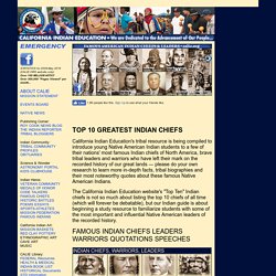 TOP 10 FAMOUS NATIVE AMERICAN INDIAN CHIEFS Warriors Leaders of Indigenous Peoples of North American Tribal Nations