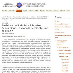 Amérique du Sud - Face à la crise économique. La maquila serait-elle une (...) - AlterInfos - DIAL