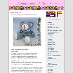 Grey Bear Amigurumi Crochet Pattern (Free) ~ Amigurumi crochet patterns ~ K and J Dolls