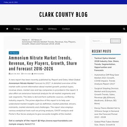 Ammonium Nitrate Market Trends, Revenue, Key Players, Growth, Share and Forecast 2016-2026 – Clark County Blog