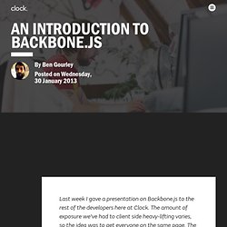 An Introduction to Backbone.js by Ben Gourley