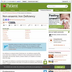 Non-anaemic Iron Deficiency. Depleted iron stores.