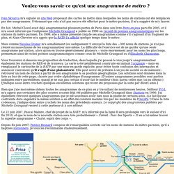 Anagrammes de Métro