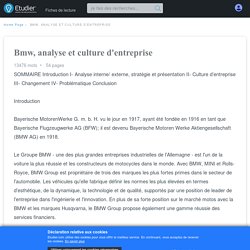 Bmw, analyse et culture d'entreprise - 13476 Mots