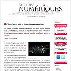 L’Open Access analysé du point de vue des éditeurs