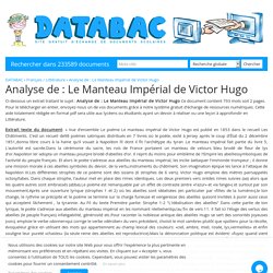 Analyse de : Le Manteau Impérial de Victor Hugo