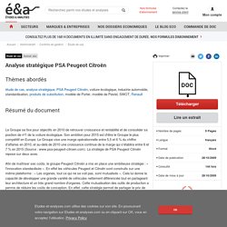 Analyse stratégique PSA Peugeot Citroën