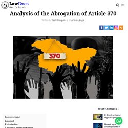 Analysis of the Abrogation of Article 370 - Learn Lawdocs