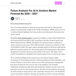 Future Analysis For AI In Aviation Market Forecast By 2020 – 2027 - by Kartick N - Kartick’s Newsletter