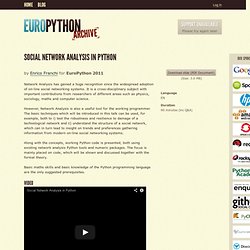 Social Network Analysis in Python — EuroPython 2012: Florence, July 2–8
