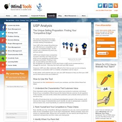 USP Analysis - Problem-Solving Training from MindTools