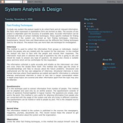 System Analysis & Design: Fact Finding Techniques