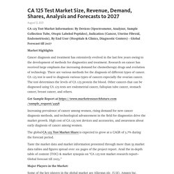 CA 125 Test Market Size, Revenue, Demand, Shares, Analysis and Forecasts to 2027 – Telegraph
