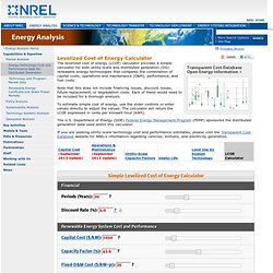 Energy Analysis - Levelized Cost of Energy Calculator