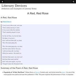 A Red, Red Rose Analysis - Literary devices and Poetic devices