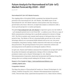 Future Analysis For Narrowband IoT (nb- IoT) Market Forecast By 2020 – 2027 – Telegraph