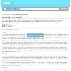 Bose Corporation: Swot Analysis & Company Profile