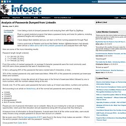 Analysis of Passwords Dumped from LinkedIn