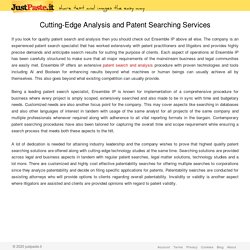 Cutting-Edge Analysis and Patent Searching Services
