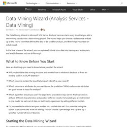 Data Mining Wizard (Analysis Services - Data Mining)