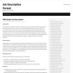 PMO Analyst Job Description, Job Duties, Skills